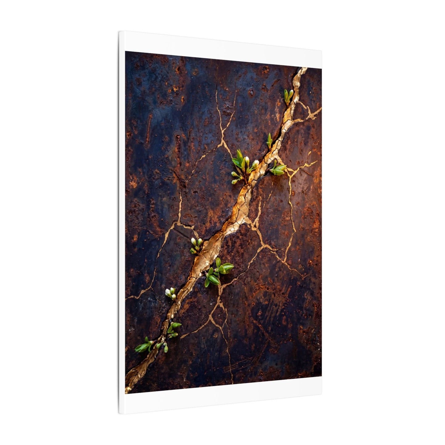 Rust Patina Spring Canvas Art | Kintsugi Resilient Design