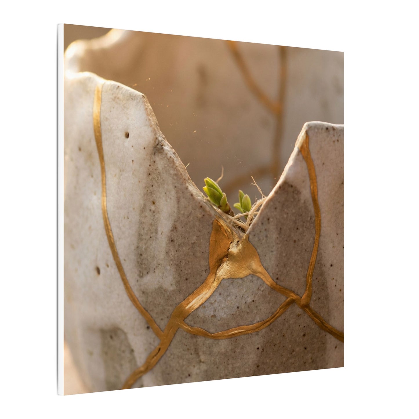 Golden Hour Broken Pottery Canvas Art - Japandi Kanso