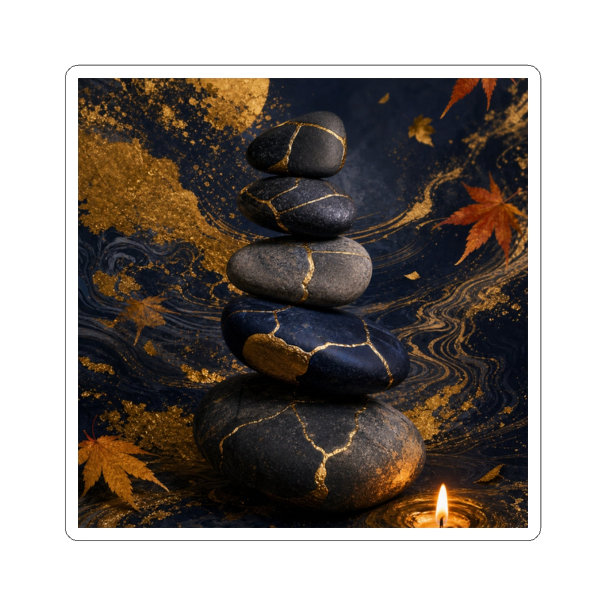 Autumn River Stones Gold Vein Sticker | Philosophical Decor