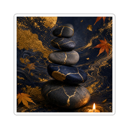 Autumn River Stones Gold Vein Sticker | Philosophical Decor