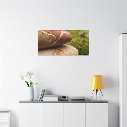 River Stones Summer Canvas Art | Kintsugi Healing Design