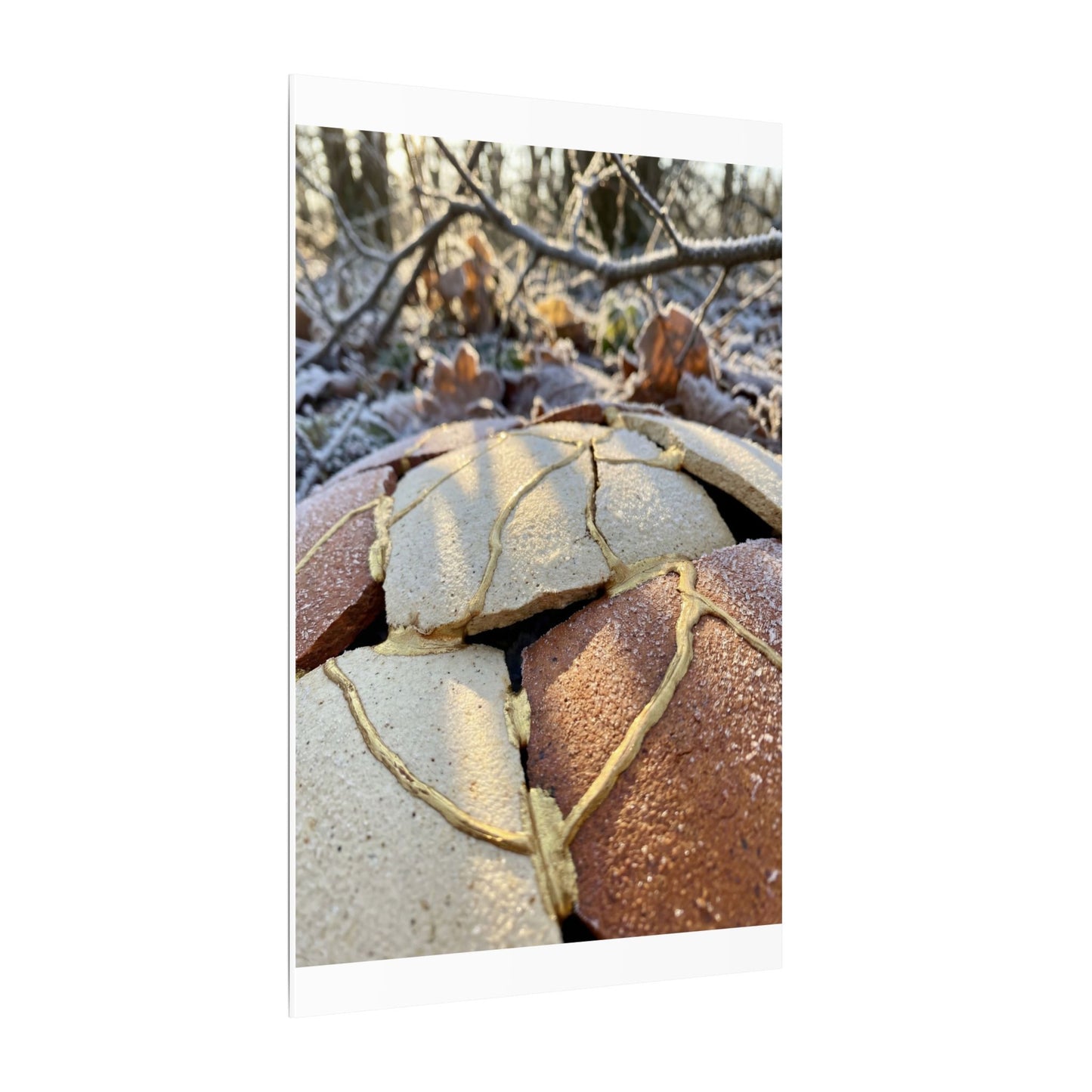 Broken Pottery Crackle Gold Canvas Art | Healing Kintsugi Art