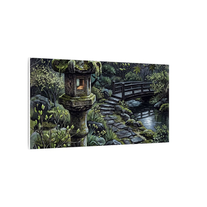 Japandi Stone Lantern in Moonlight | Texture Canvas Art