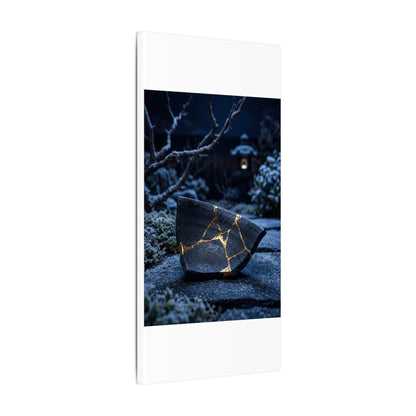 Moonlit Garden Winter Canvas Art | Kintsugi Artful Design