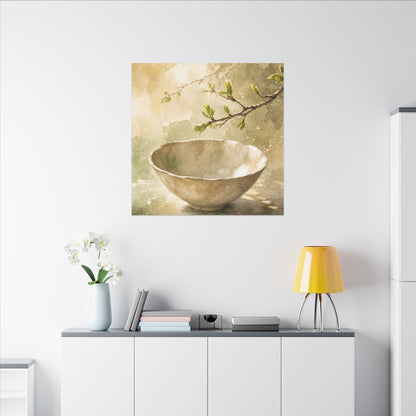 Warm Ceramic Bowl Canvas Art - Watercolor Japandi