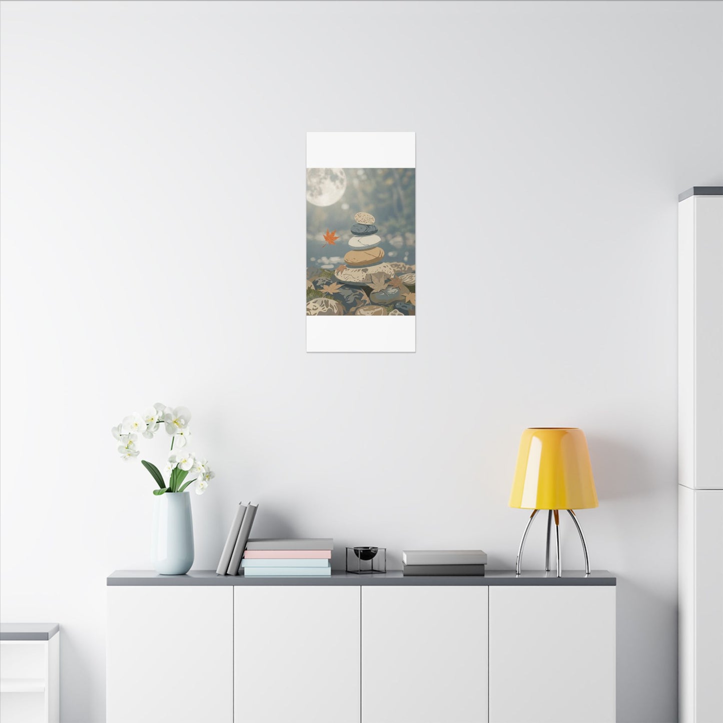Warm River Stones Canvas Art - Japanese Pattern Japandi