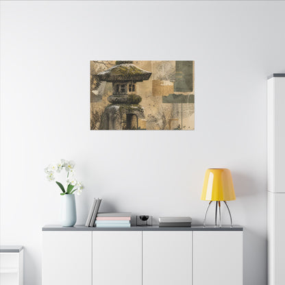 Elegant Stone Lantern Canvas Art - Texture Japandi