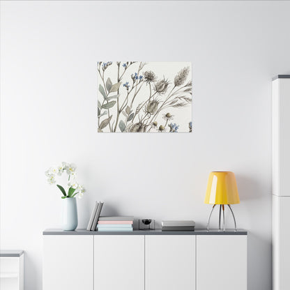 Dried Flowers Canvas Art | Summer Japandi Watercolor Art