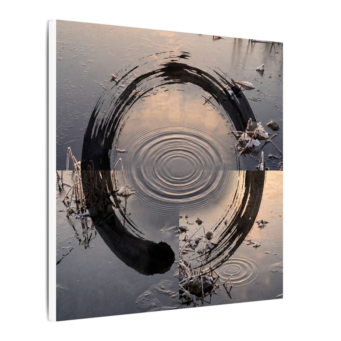 Winter Water Ripple Enso Canvas Art | Tranquil Decor