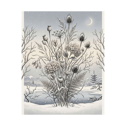 Zen Dried Flowers in Dawn | Ukiyo E Inspired Wall Art Print