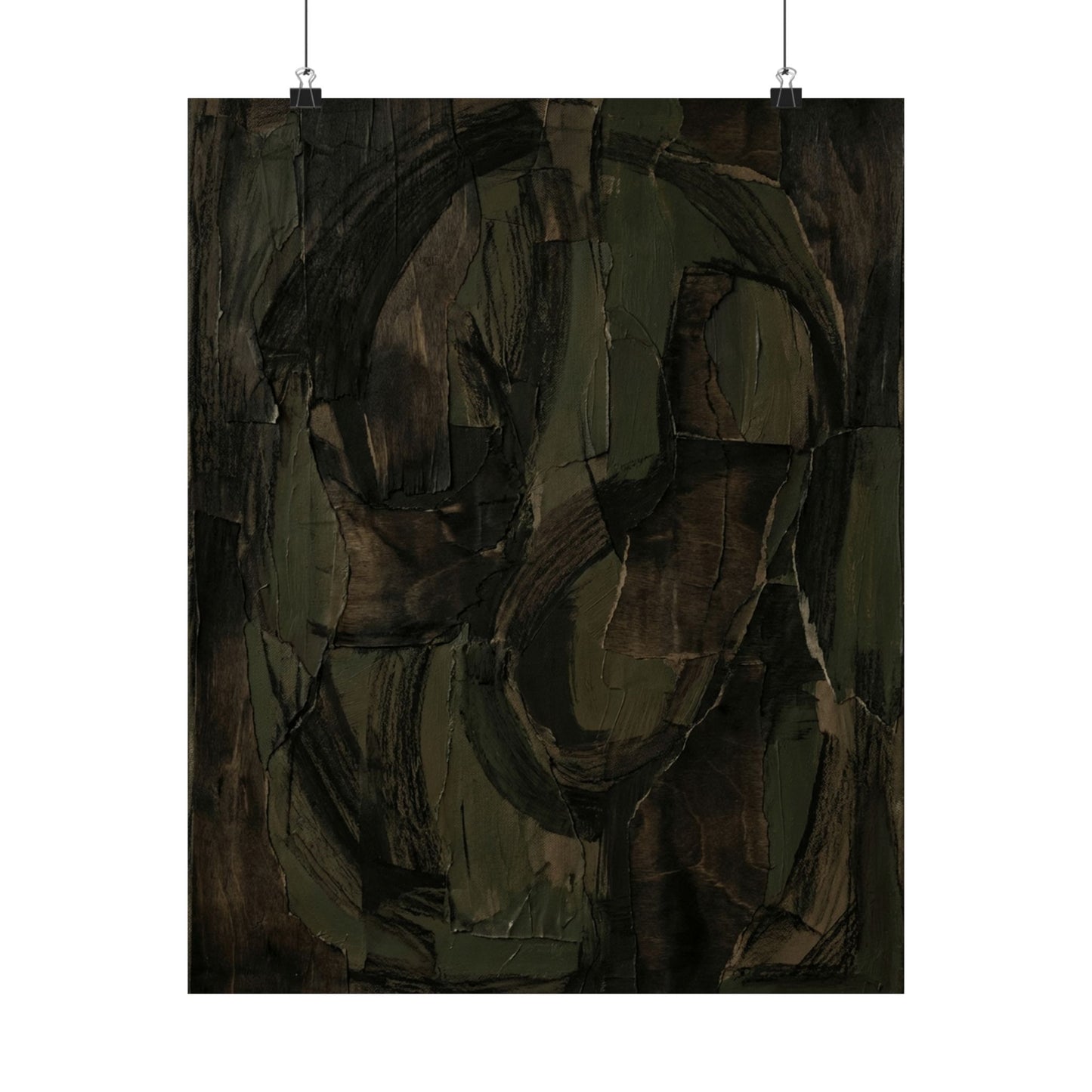 Mixed Media Dark Japandi Textured Wall Art Print | Mixed Media Dark Texture Art Print