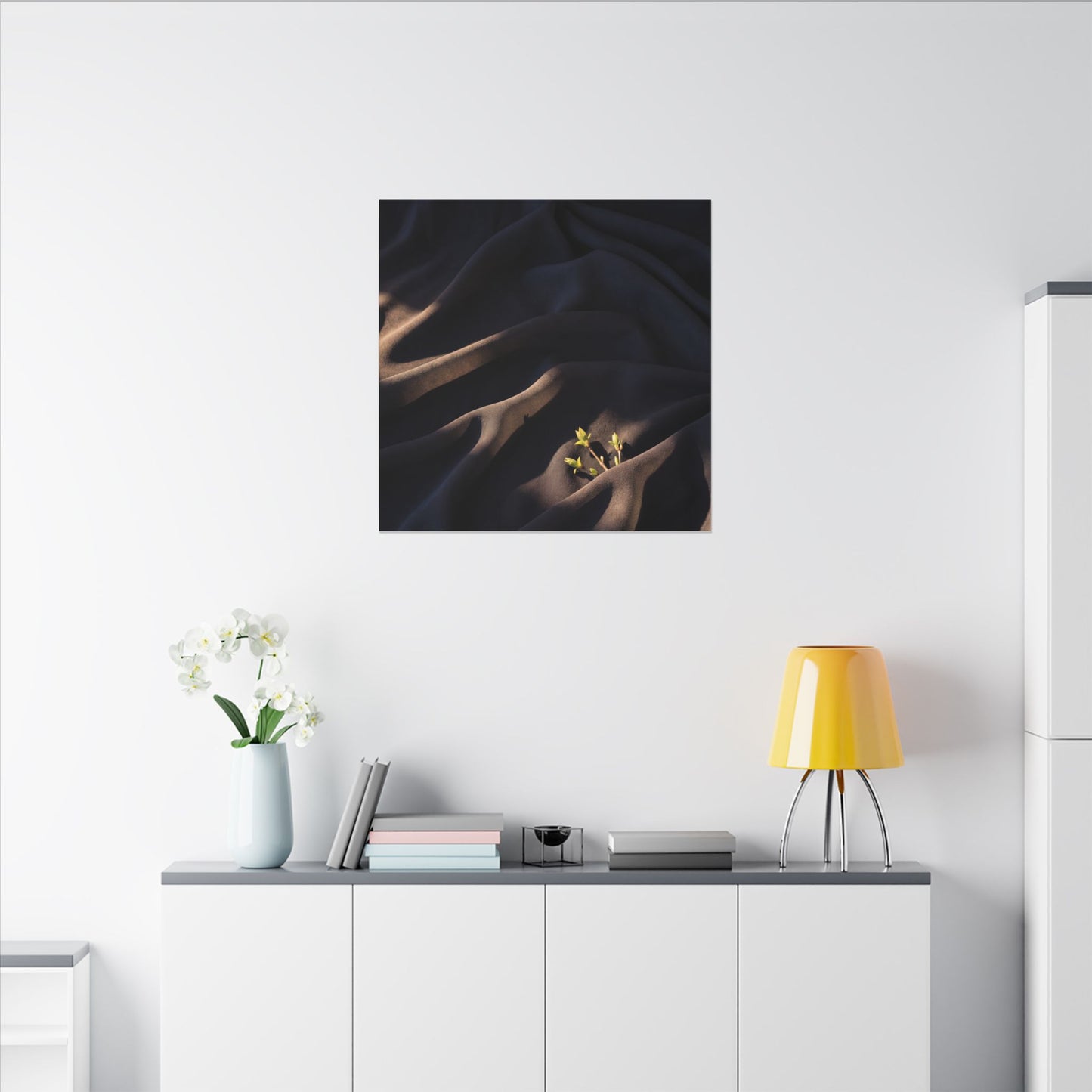 Silk Drape Shadow Zen Canvas Art | Luxurious Dark Japandi Art