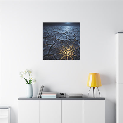 Moonlight Cracked Earth Canvas Art - Kintsugi Mono No Aware