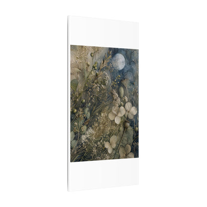 Japandi Dried Flowers in Moonlight | Watercolor Canvas Art