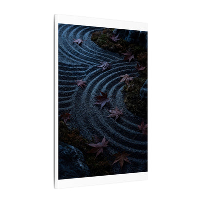 Rock Garden Canvas Art | Autumn Dark Japandi Dark Texture Art