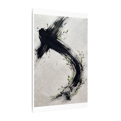 Ink Brushstroke Spring Canvas Art | Dark Japandi Sophisticated Design