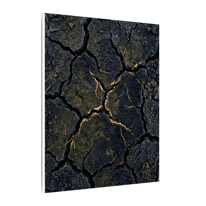 Overcast Cracked Earth Canvas Art - Dark Japandi Ma