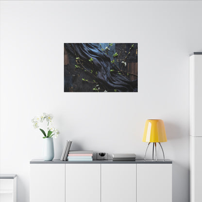 Spring Silk Drape Dark Texture Canvas Art | Atmospheric Decor