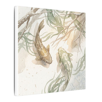 Koi Pond Canvas Art | Winter Japandi Watercolor Art