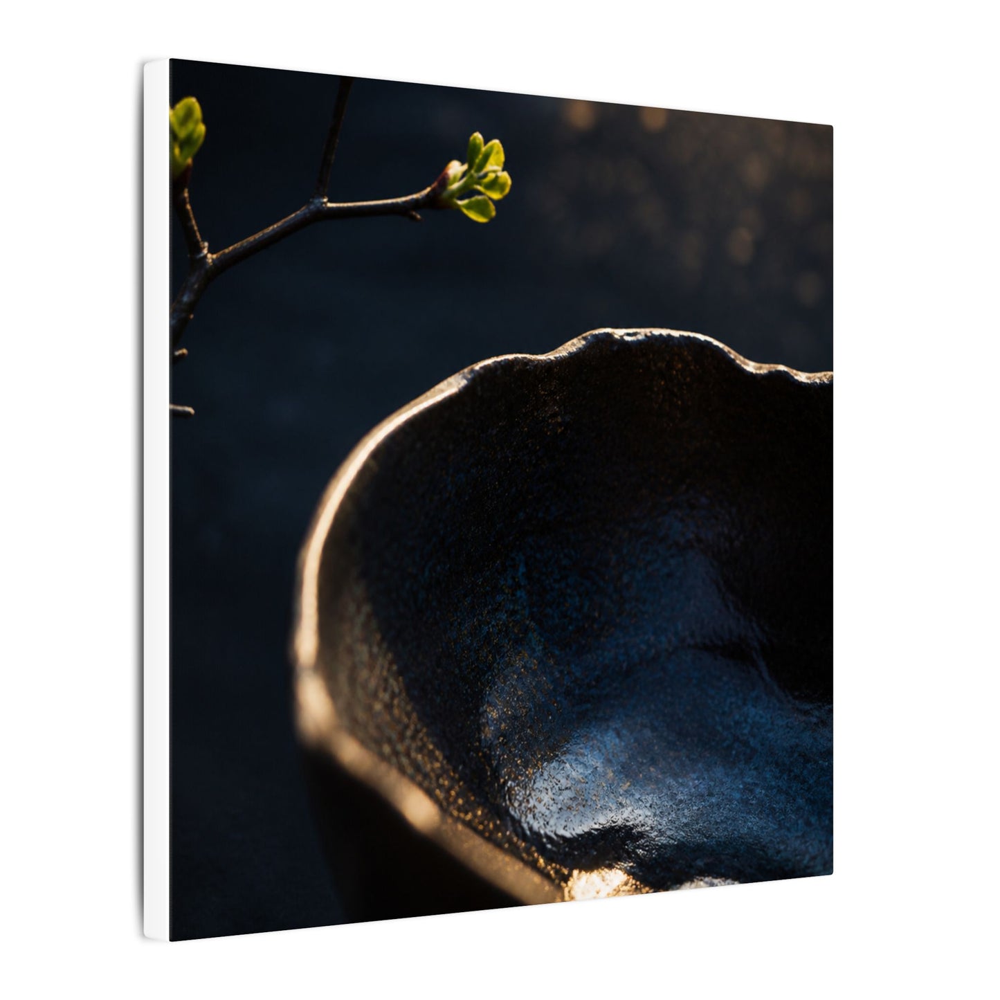 Ma Ceramic Bowl Canvas Art - Dark Japandi Shadow Zen