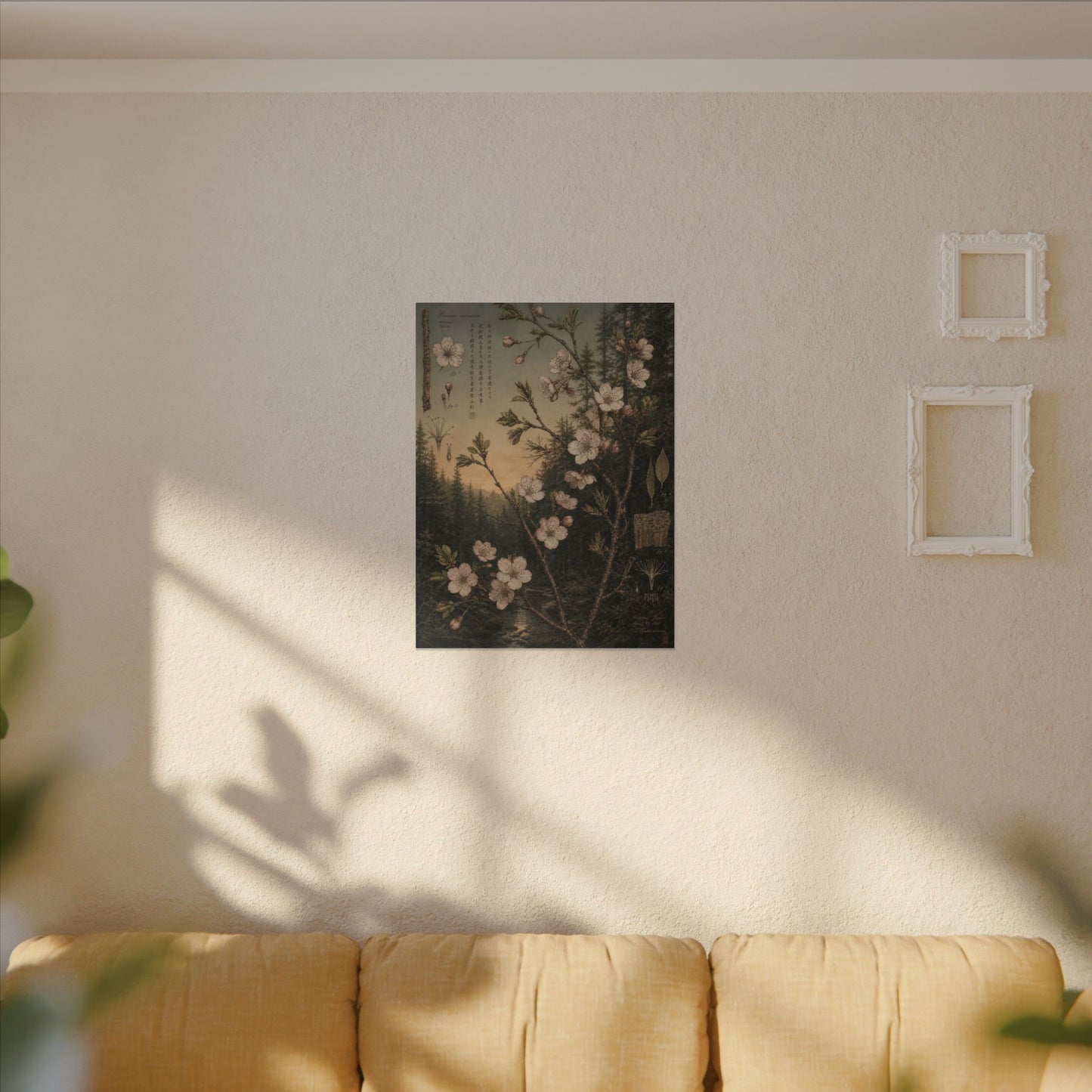 Spring Cherry Blossom Herbarium Canvas Art | Nostalgic Decor