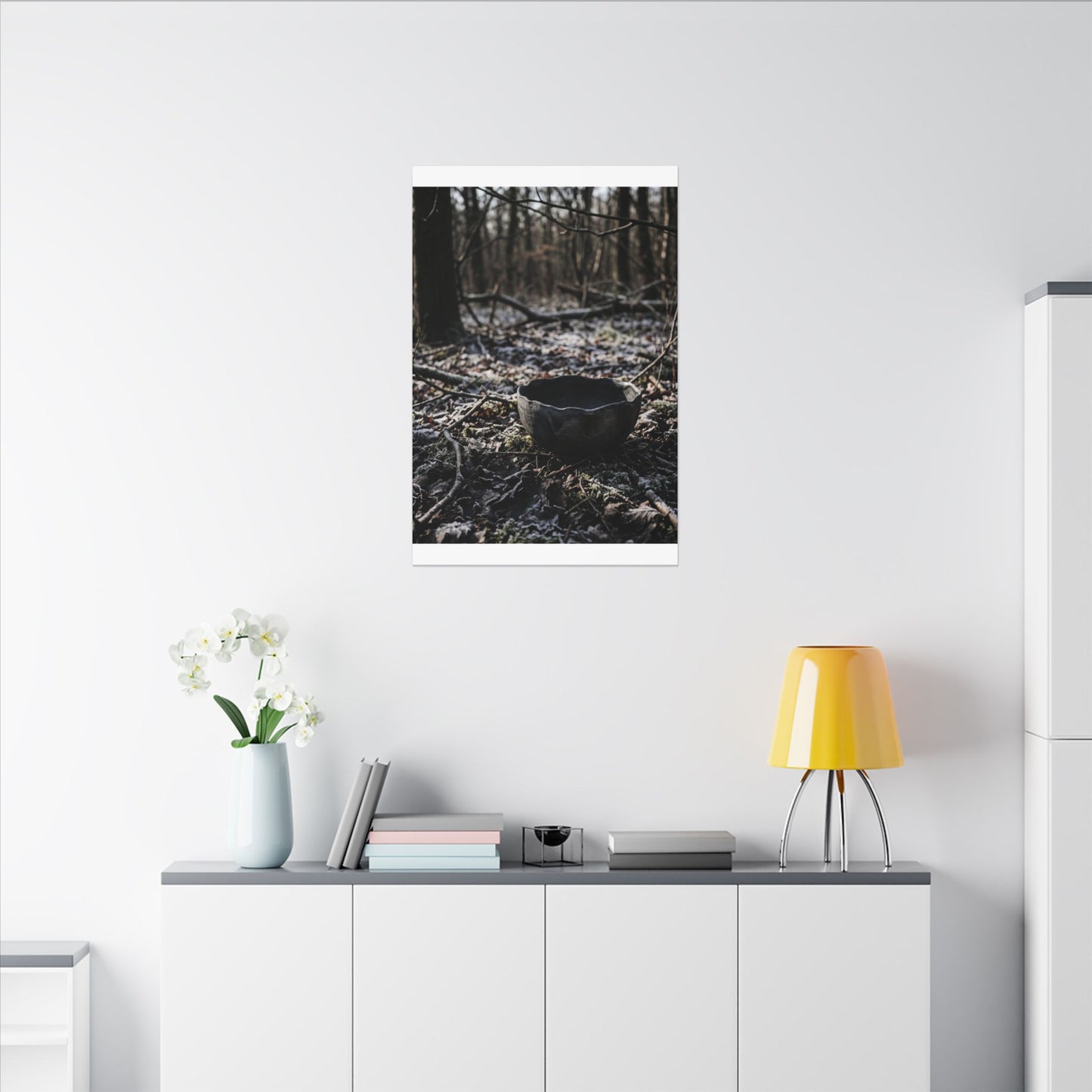 Dappled Ceramic Bowl Canvas Art - Dark Japandi Kanso