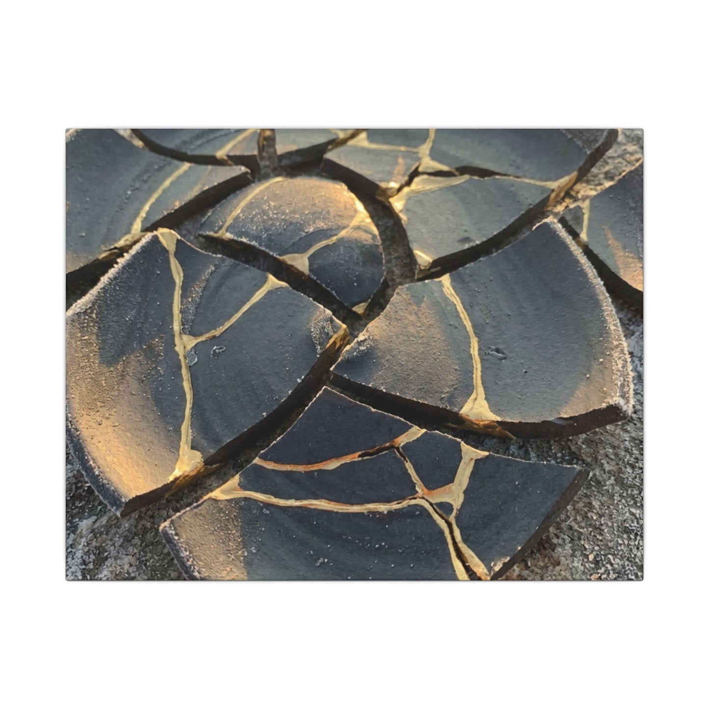 Broken Pottery Winter Canvas Art | Kintsugi Resilient Design Art Print