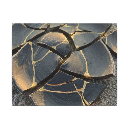 Broken Pottery Winter Canvas Art | Kintsugi Resilient Design Art Print