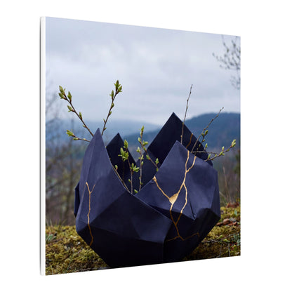 Paper Fold Canvas Art | Spring Kintsugi Gold Repair Art