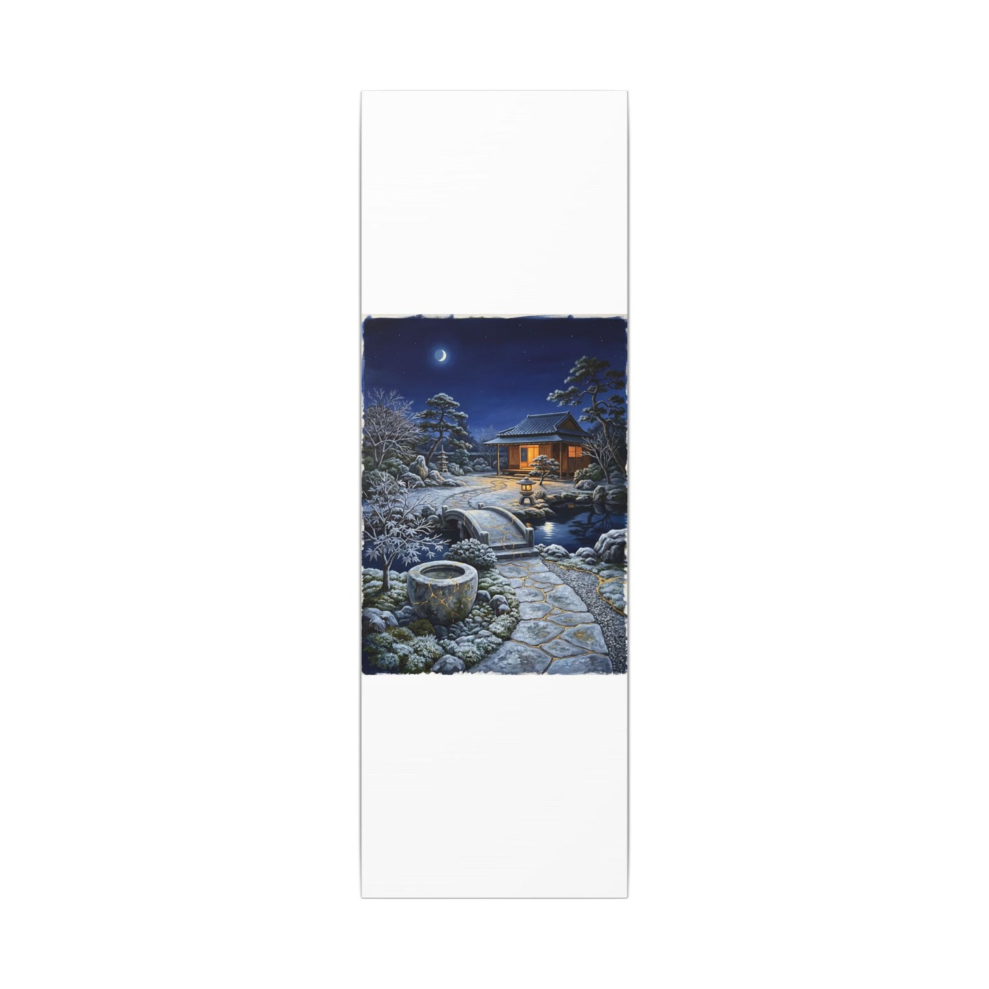 Moonlit Garden Winter Canvas Art | Kintsugi Artful Design