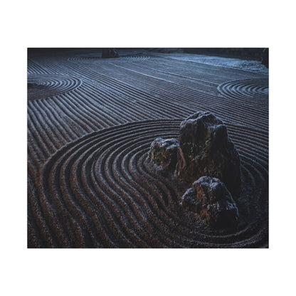 Moonlight Rock Garden Canvas Art - Dark Japandi Seijaku