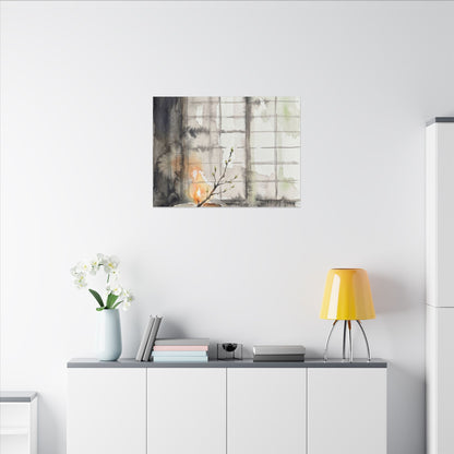 Shoji Screen Canvas Art | Spring Japandi Watercolor Art