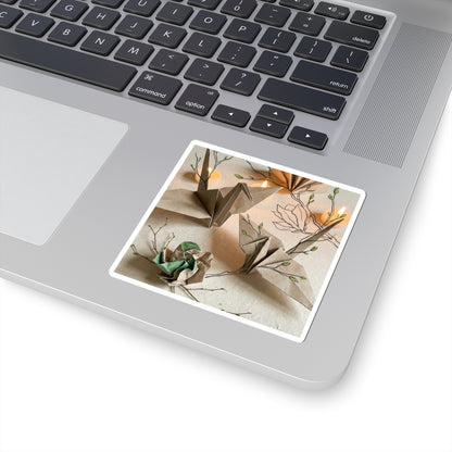 Cozy Paper Fold Sticker - Minimal Line Japandi Art Print
