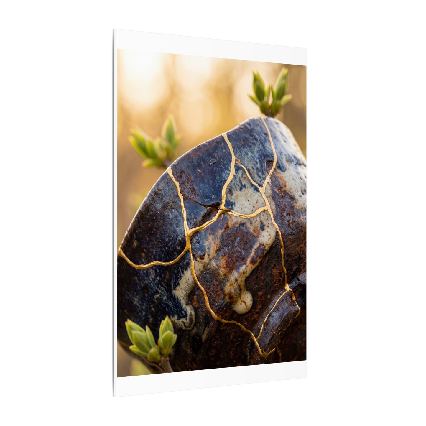 Fukinsei Rust Patina Canvas Art - Kintsugi Gold Repair