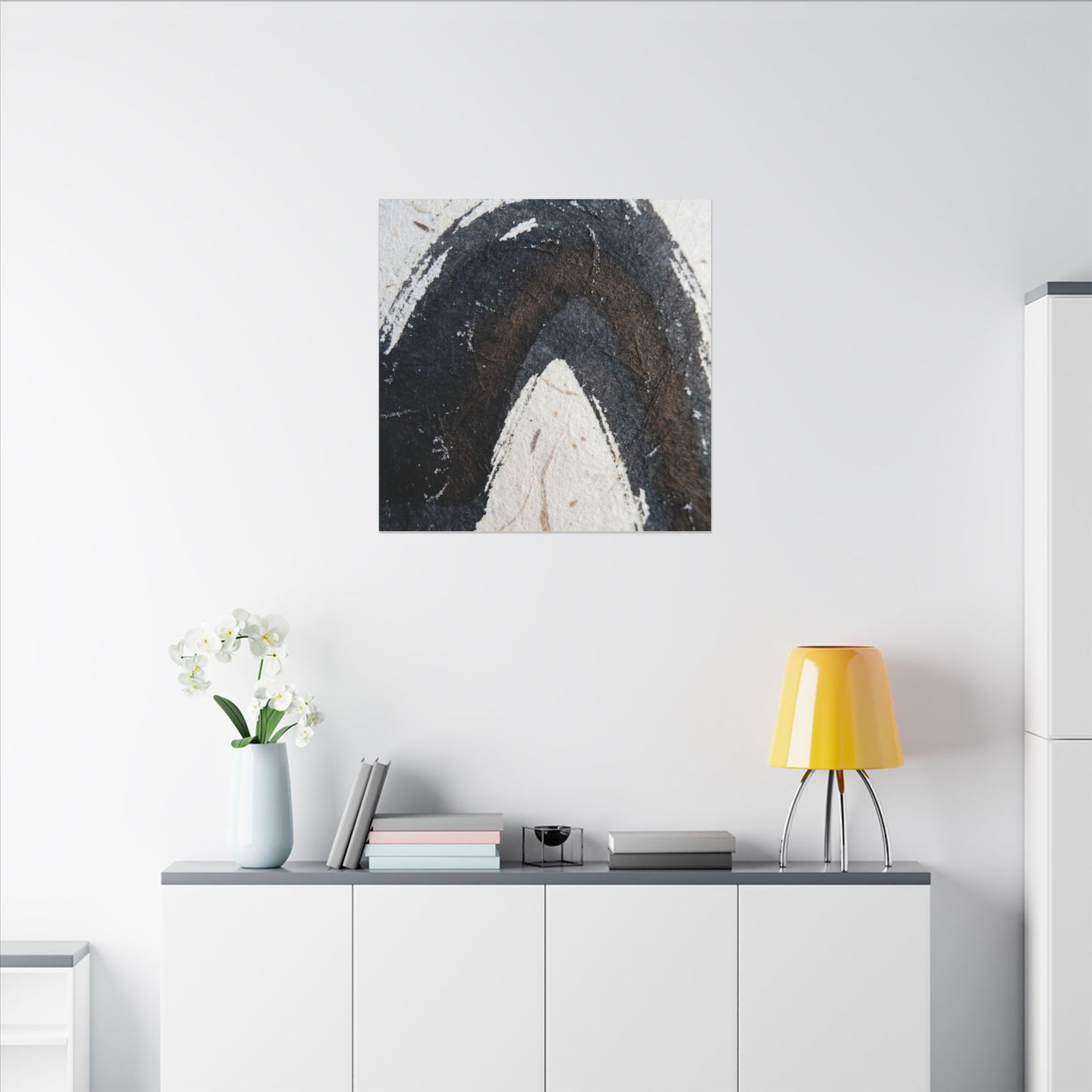 Moody Ink Brushstroke Canvas Art - Moody Minimal Dark Japandi