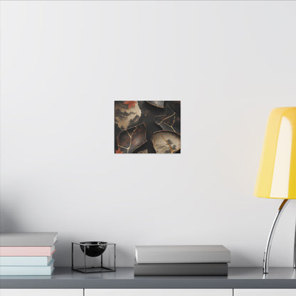 Broken Pottery Gold Vein Canvas Art | Philosophical Kintsugi Art