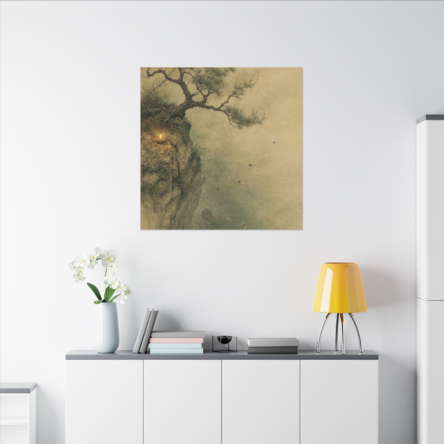 Spring Pine Tree Minimal Line Canvas Art | Earthy Decor