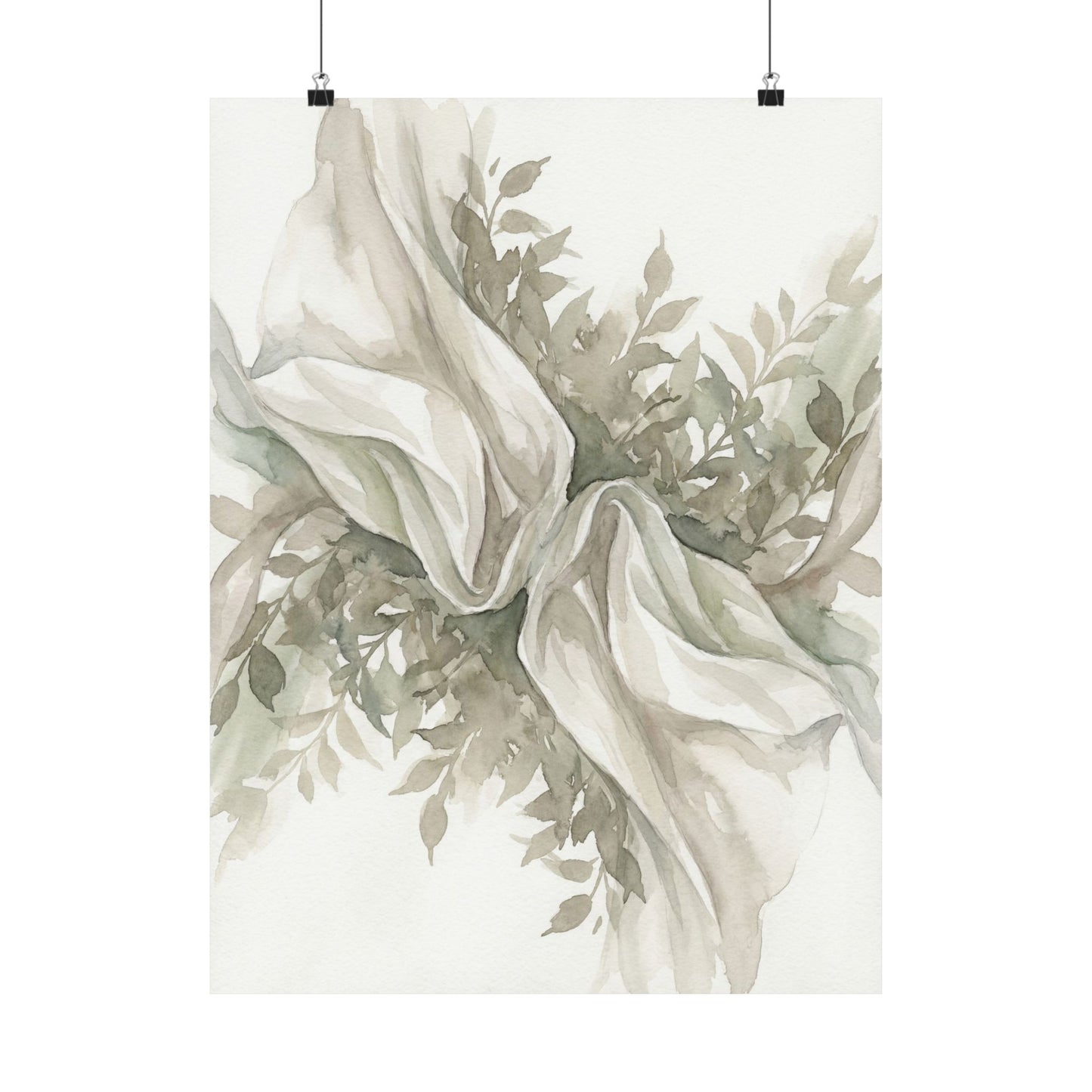 Silk Drape Watercolor Wall Art Print | Elegant Japandi Art Art Print