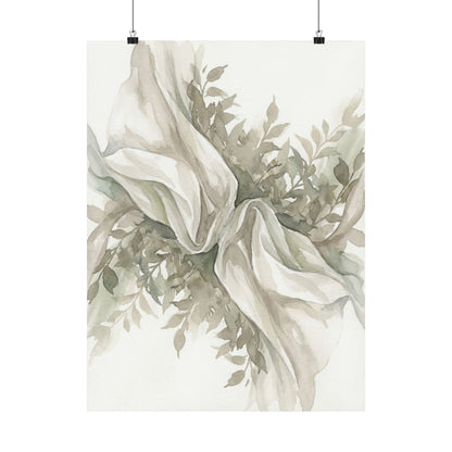 Silk Drape Watercolor Wall Art Print | Elegant Japandi Art Art Print