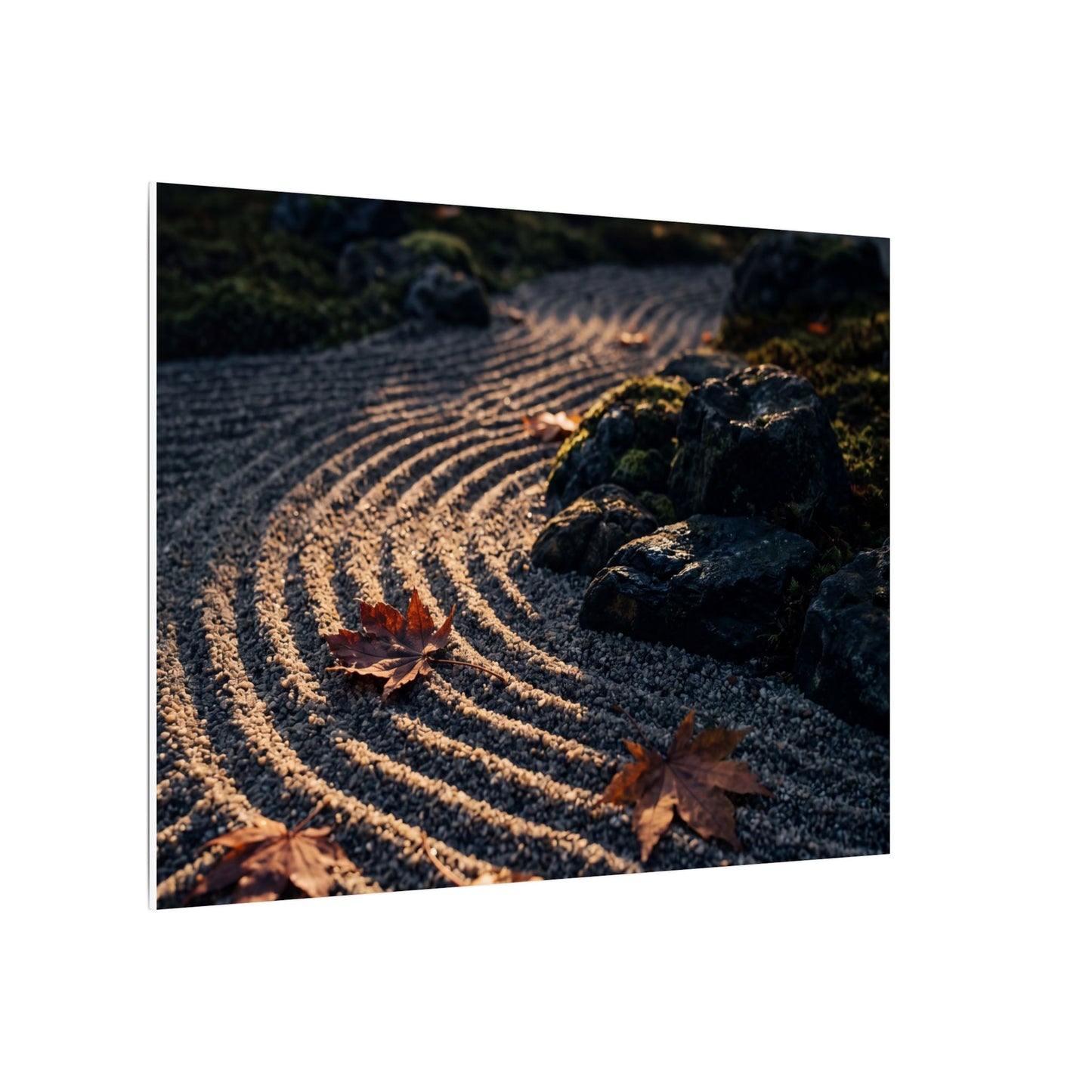 Rock Garden Moody Minimal Canvas Art | Bold Dark Japandi Art