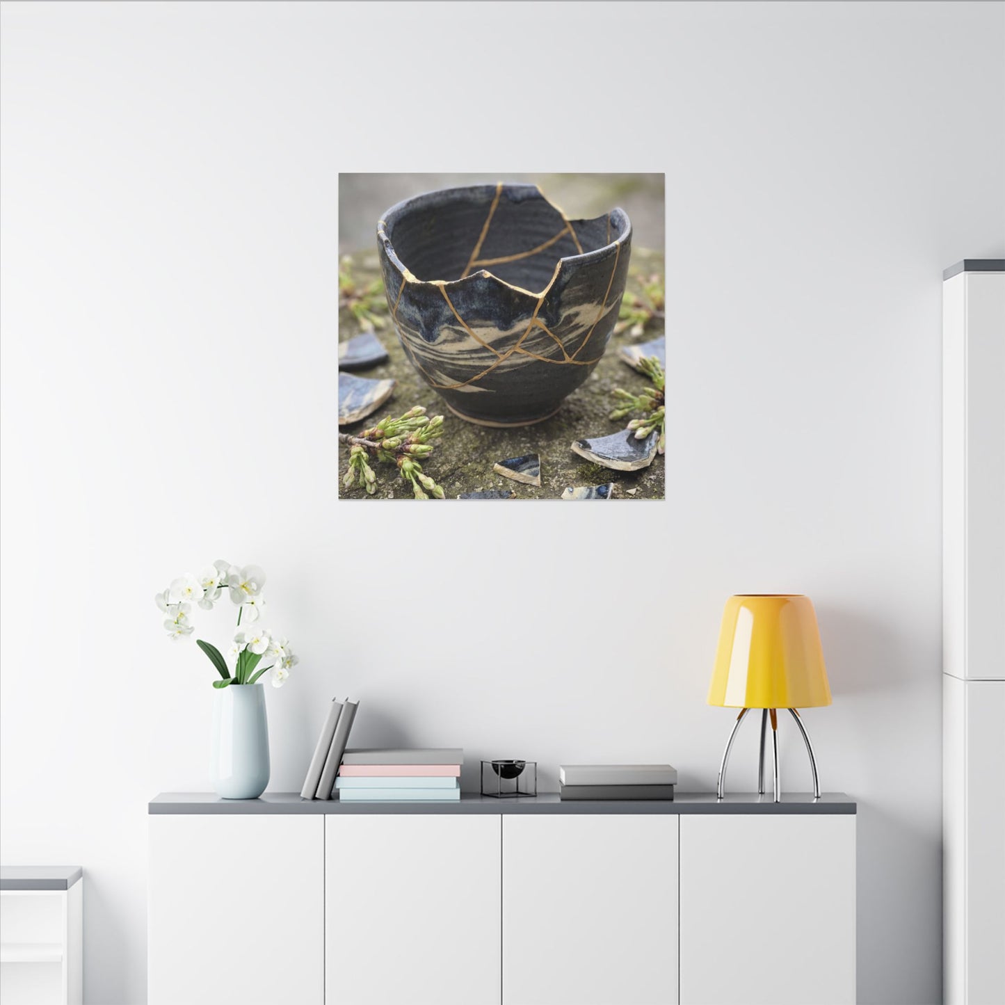 Datsuzoku Ceramic Bowl Canvas Art - Kintsugi Gold Repair