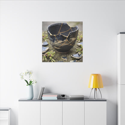Datsuzoku Ceramic Bowl Canvas Art - Kintsugi Gold Repair