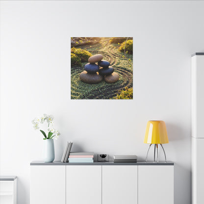 Zen River Stones in Golden Hour | Karesansui Canvas Art
