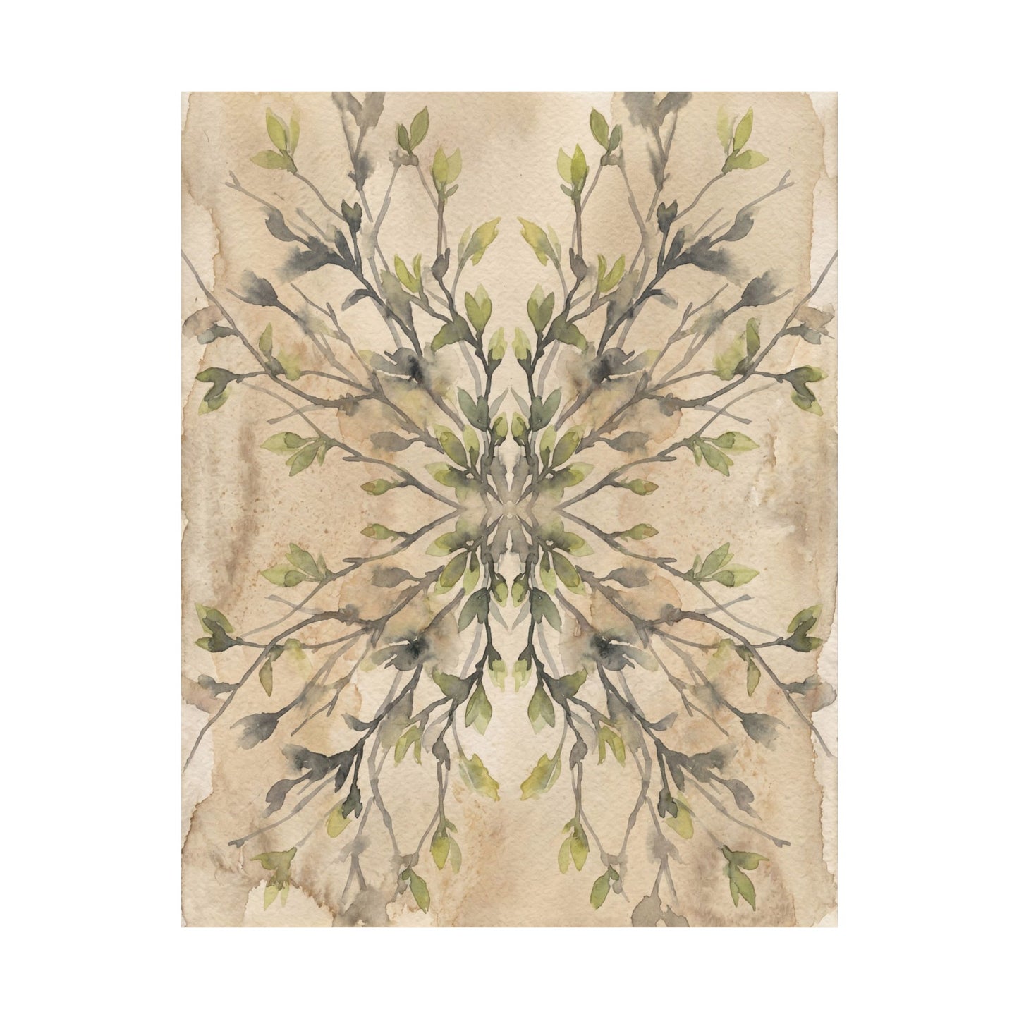 Shadow Play Watercolor Wall Art Print | Earthy Japandi Art