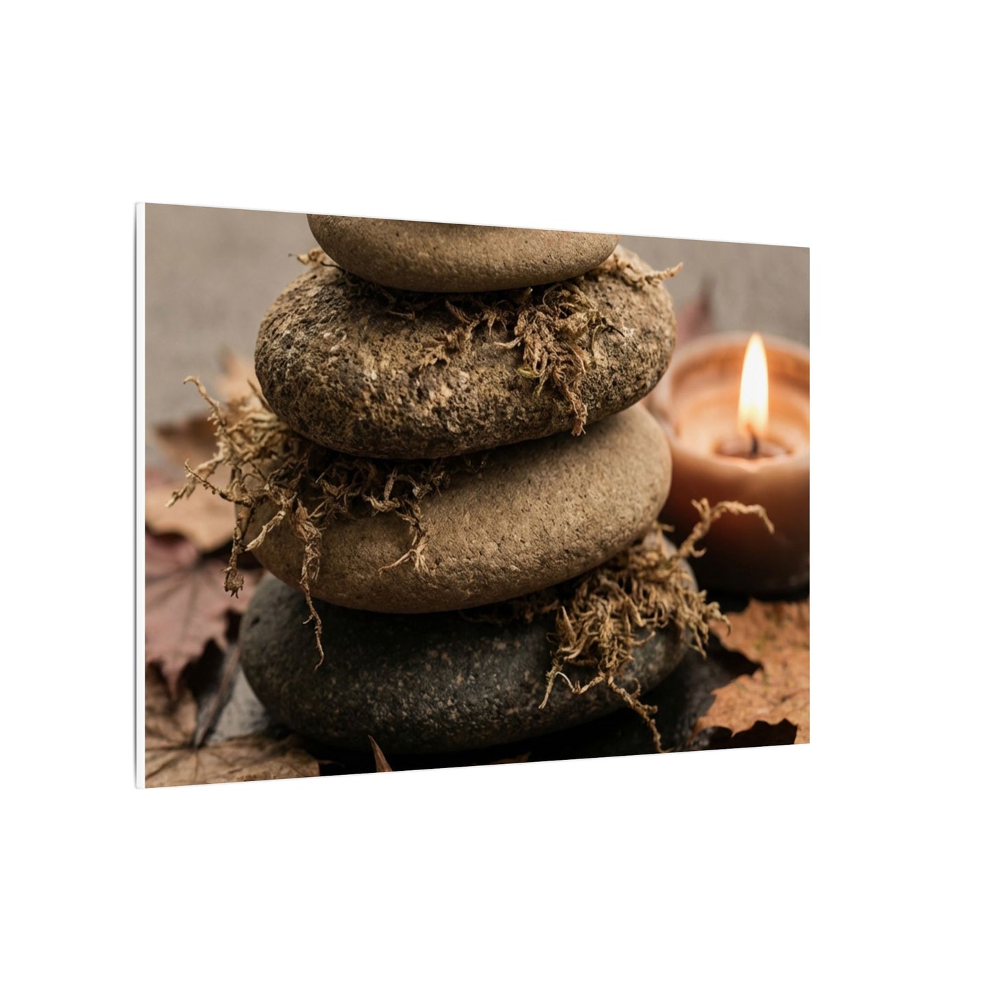 River Stones Canvas Art | Autumn Japandi Texture Art