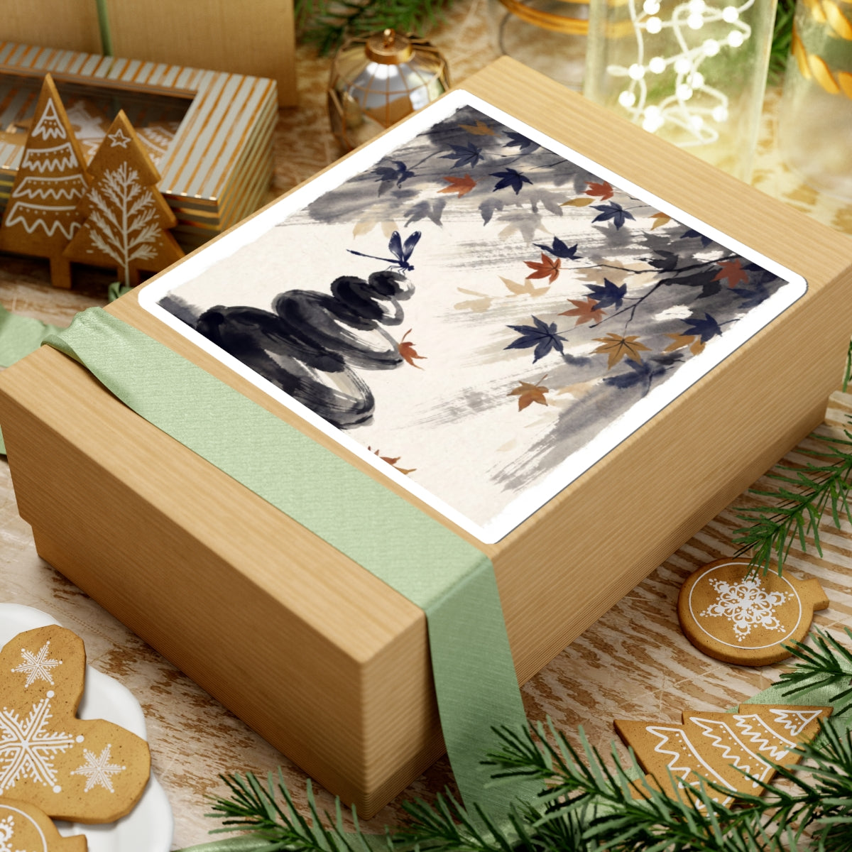 Zen River Stones in Dappled | Sumi E Sticker