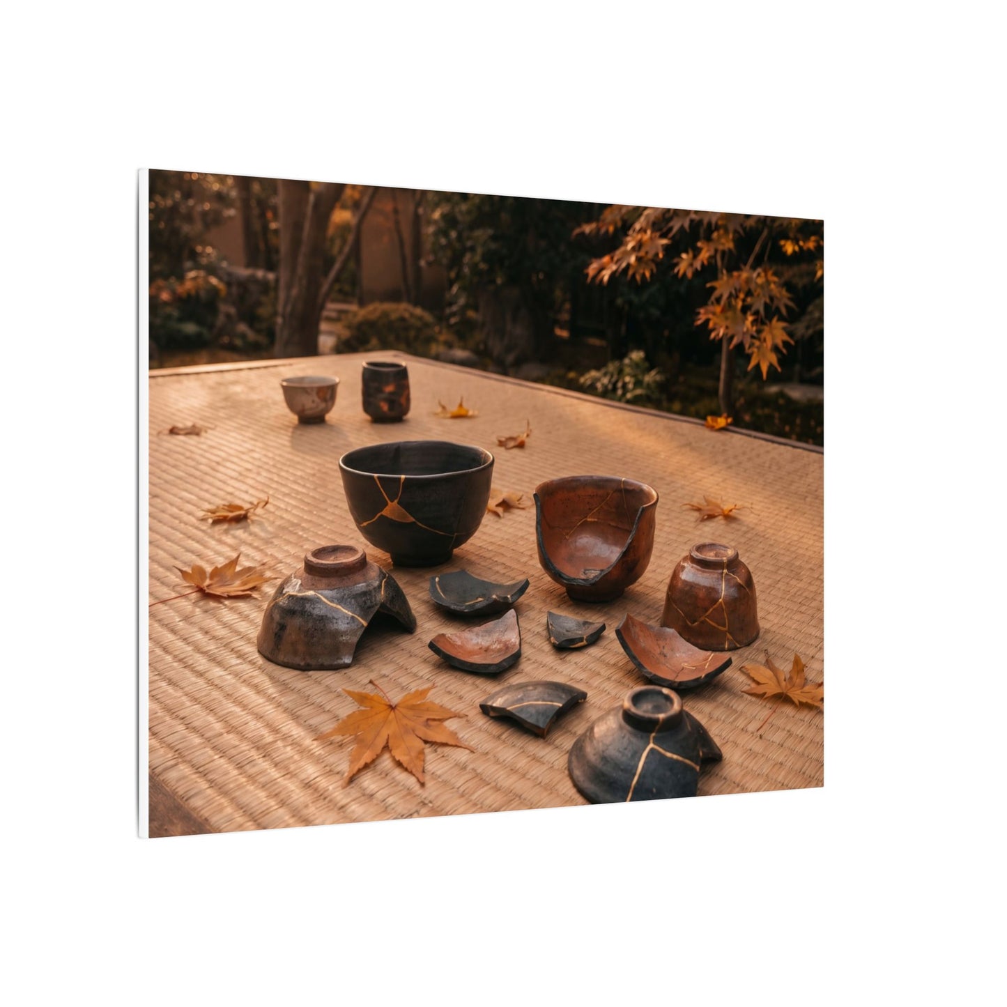 Golden Hour Tea Ceremony Canvas Art - Kintsugi Shibui