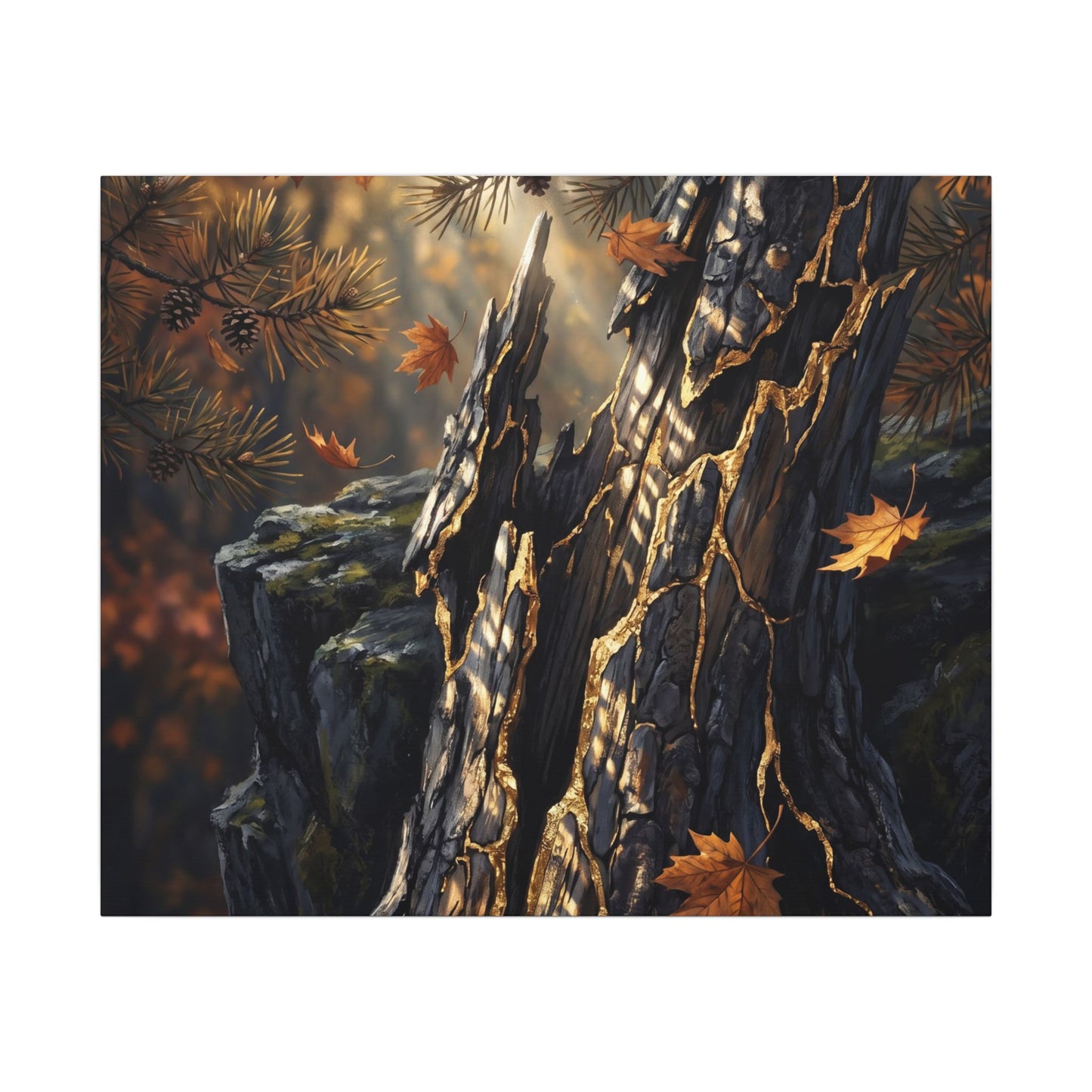 Pine Tree Autumn Canvas Art | Kintsugi Beautiful Design