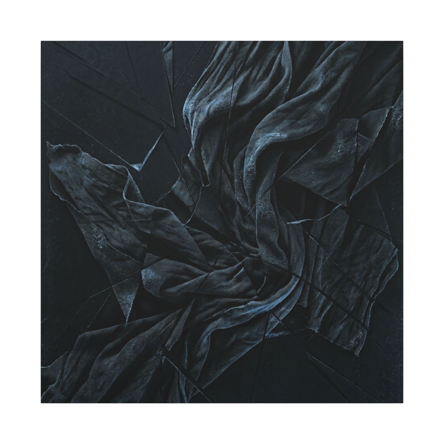 Dark Japandi Silk Drape in Moonlight | Moody Minimal Canvas Art