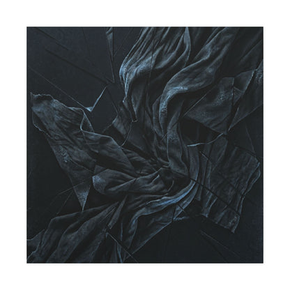 Dark Japandi Silk Drape in Moonlight | Moody Minimal Canvas Art